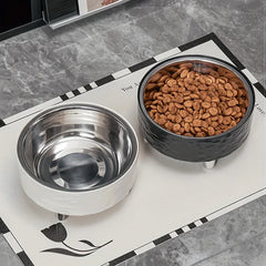 Elevated Stainless steel Pet Dog Cat bowl Heighten Neck Protection Food Bowl, Anti-dumping, Non-slip, Suitable for Kittens and P