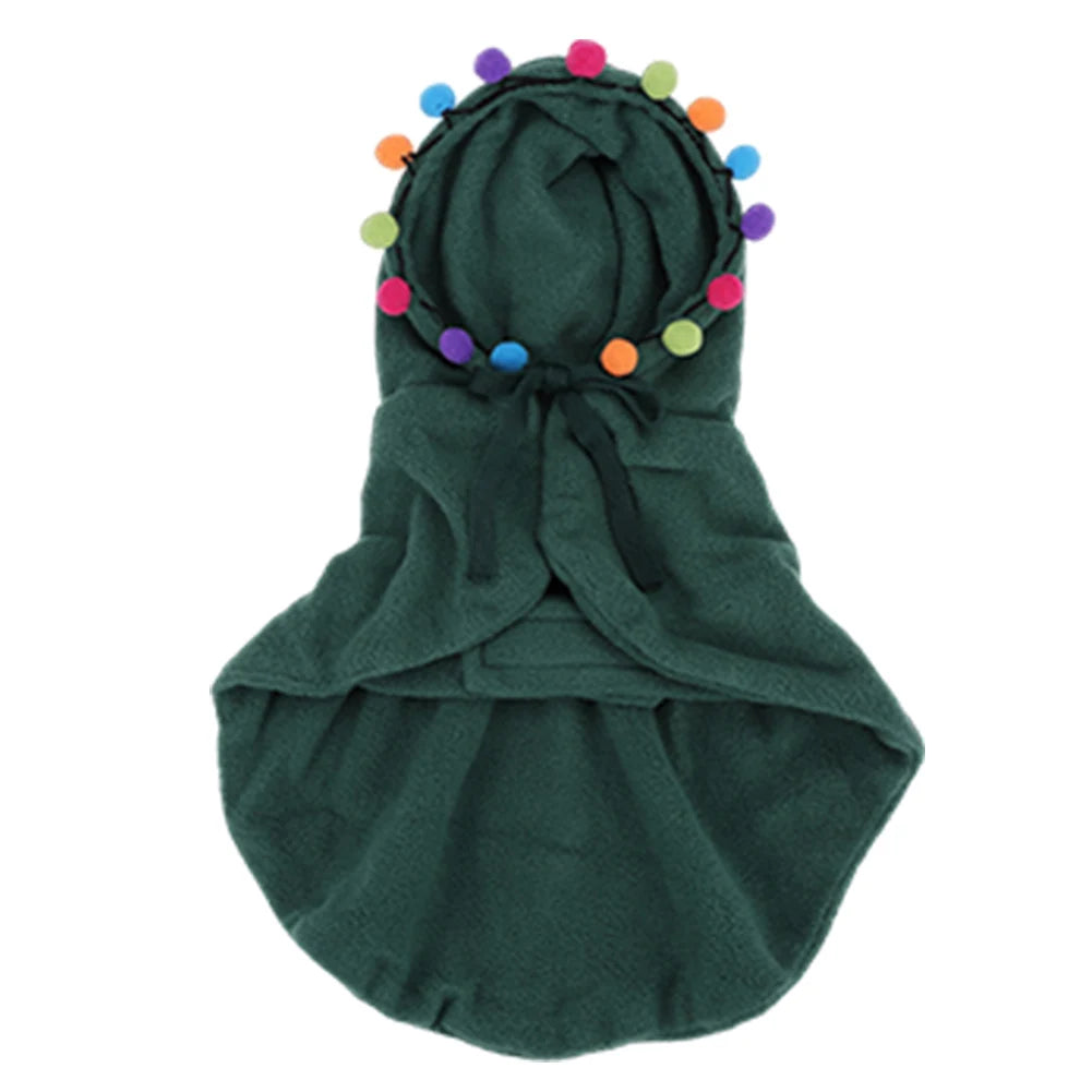 Christmas Cat Outfit Pet Cloak with Pompoms Puppy Cape Cute Cat Costume Pet Christmas Cloak for Xmas Party