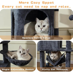 Large Multi-Level 70-Inch Cat Tree Tower with Hammock, Scratching Post, Condo, and Activity Center for Cats