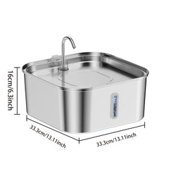 14L/7L Automatic Dog Water Fountain Stainless Steel Cat Pet Fountain with window Silent Cat Dog Water Feeder( No 5V 1A Plug