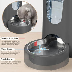 2 Pack Automatic Cat Feeder and Stainless Steel Water Dispenser, Gravity Dog Waterer Set Food Feeder and Waterer Set for Small M