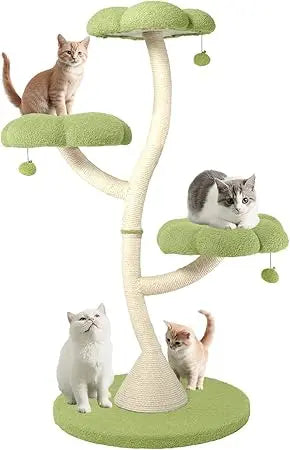 Very FKWin 48" Tall Cat Tree,Flower Shape Design,Scratching Post Condo,Multi-Level Furniture Activity Center,Kittens Pet House P