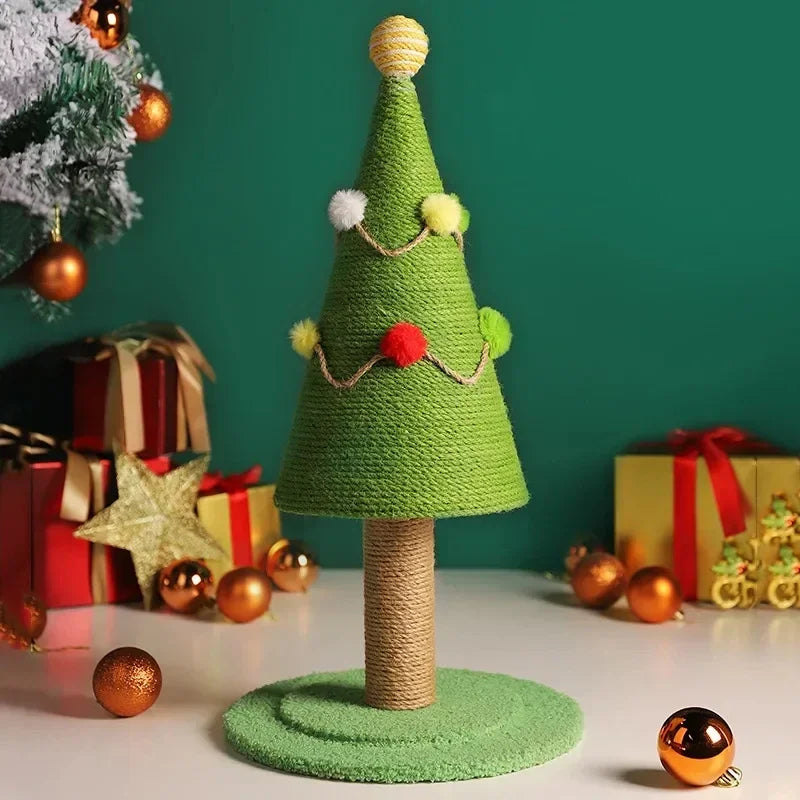 Christmas Tree Cat Climbing Rack Wear Resistant Sisal Pet Scratching Column Cat Puppy Toys Santa Claus Toy Cat Climbing Frame