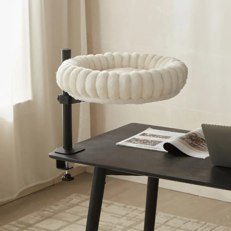 Desktop Cat Winter Bed Round Indoor Cats Comfortable Soft Desk Nest Pet Bed for Kitten Adjustable Height Cat Climbing Frame
