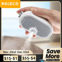 ROJECO Pet Steam Comb Cat Electric Spray Brushes for Dog Hair Removal Combs Pet Hair Grooming Tools Kitten Hair Removal Brushes