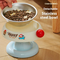Raised Cat Food Bowl Stainless Steel - Non-Slip Tilt-Proof Pet Dish with Vibrant Colors Prevents Chin Acne Neck Care