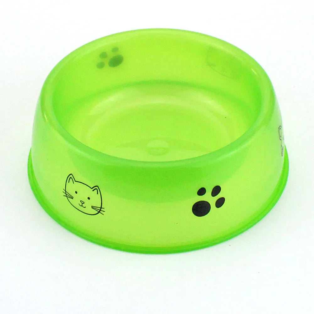 Transparent Plastic Pet Bowl - Printed Cat/Dog Food & Water Bowl, , Durable Pet Feeding Supplies for Dogs & Cats