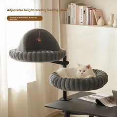 Desktop Cat Winter Bed Round Indoor Cats Comfortable Soft Desk Nest Pet Bed for Kitten Adjustable Height Cat Climbing Frame