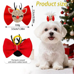 6/10/20/50pcs Xmas Bow Pet Hair Bows Youthful Energetic Styles Rubber Band Pet Hair Bow for Girls Dog Hair Accessorie