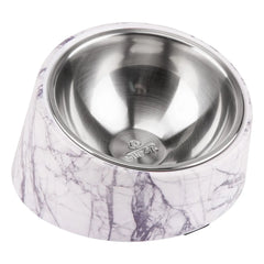Super Design Marble Pattern 15-Degree Tilted Bowl, Suitable for Dogs and Cats, Tilted Angle Bull Terrier Bowl Pet Feeder, Non-Slip and Spill-Proof, Easier to Reach Food, Drop-Resistant and Non-Slip
