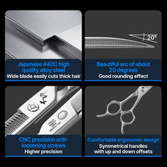 Fenice Master Series 7.25 inch Functional Scissors JP440C Curved Chunker Shears 75%-80% Thinning Pet Dog Trimming Grooming Tools