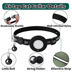 Pet protective case collar anti loss locator with reflective strip and bell collar adjustable size pet tracker accessories