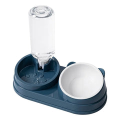 Drinking Water Double Bowl Oblique Mouth Dog Bowl Dog Basin Pet Stainless Steel Bowl Drinking Water Dog Cat Supplies
