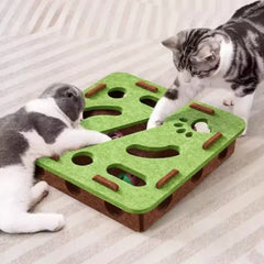 Interactive Cat Toy Maze Game Teasing Kitten Pet Puzzle with Bell Balls Funny Dig Hole Box Felt Tunnel Self-Entertaining Tool