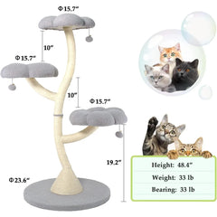 Very FKWin 48" Tall Cat Tree,Flower Shape Design,Scratching Post Condo,Multi-Level Furniture Activity Center,Kittens Pet House P