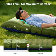 Outdoor Camping inflatable Mattress, Inflatable Sleeping Pad with Built-in Pillow Pump Air Mat for Travel Hiking Climbing