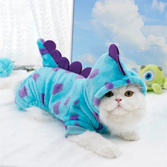 Dinosaur Plush Costume for Cats & Dogs, Winter Flannel 4-Leg Pet Jumpsuit, Cute  Cosplay Outfit for Party Festival
