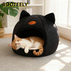 BOOTEELY Black New Deep Sleep Comfortable Winter Cat bed Small mat Basket Puppy House products Pet tent Comfortable Cave