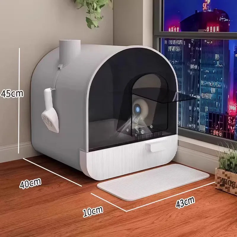 ‌Extra Large Cat Litter Box with Drawer, Closed Design Prevents Splash & Odor, High-Sided Cat Sand Pan, Easy Clean for Big Cats