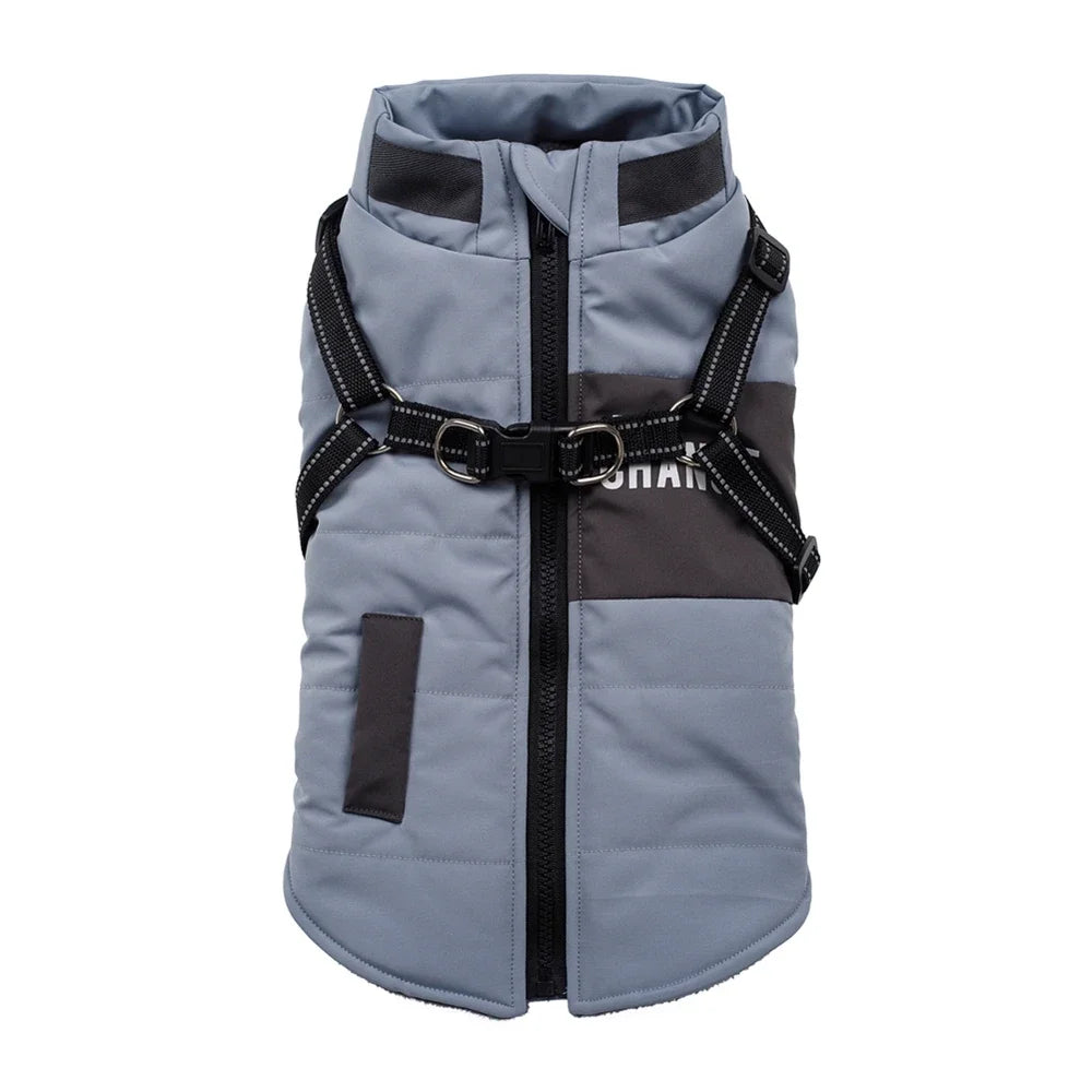 Dog Wind Breaker with Dual D Leash Vest Dog Jacket Warm Dog Hoodie Warm Pet Dog Clothes