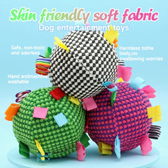 Interactive Ball Dog Toy Suitable for  Chewing Training, Stress Relief, Bite Sound Resistance, Plush tug-of-war Toy three color