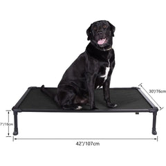 Durable Aluminum Cooling Dog Cot - Elevated Pet Bed with Textilene Mesh, Non-Slip Feet, Suitable for Indoor/Outdoor, Black, Larg
