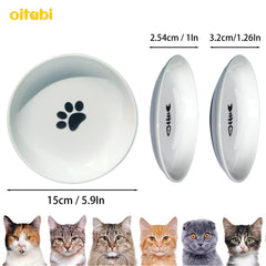 Oitabi 3PCS No Spill Cat Bowls Sets, Cat Food Bowl, Anti Whisker Fatigue Ceramic Cat Dishes Set, Shallow Wide Kitten Plates