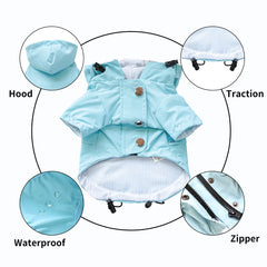 Dog Raincoat,Waterproof Rain Poncho with Hoodie, Adjustable Pet Rain Jacket with Leash Hole for Small Medium Dogs