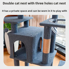 Large Cat Tree with Perches Scratching Posts Multi Level Cat Tower for Big Cats Floor to Ceiling Cat Climbing Frame