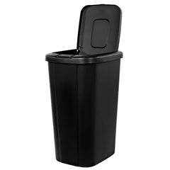 13.3 Gallon Kitchen Trash Can, Plastic Touch Top Lid Garbage Bin with Odor Control, Black Bathroom Waste Bin