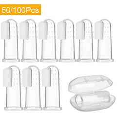 100/50Pcs Silicone Pet Finger Cuff Toothbrushes Dog Brush Breath Tartar Teeth Tool Cat Cleaning Scrub Silicagel Pet Supplies