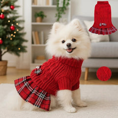 1pc Small Dog Winter Sweater Dress - Soft Knit Turtleneck for Yorkie/Chihuahua/Teacup, Cute Puppy Clothes, Winter Pet Gift