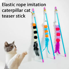Cat Teaser Toys Stick Elastic Rope Imitation Caterpillar Scratch-resistant Cat Teaser Interactive Toys Pet Cats Toys Stick