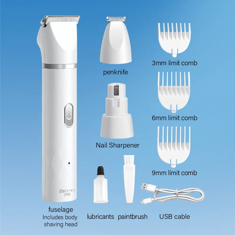 Fenice Pet Household Rechargeable Haircut Machine Multifunctional Electrical Clipper Blade Cat&Dog Shaving Feet Polishing Nail
