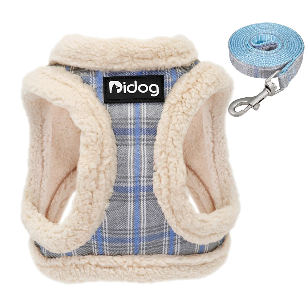 Winter Warm Dog Harness Vest Soft Padded Pet Chihuahua Puppy Harness Leash Set Adjustable For Small Medium Dogs French Bulldog