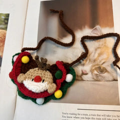 Korean Style Pet Christmas Reindeer Scarf Bib Bibs Bib Cat Dog Pet Drool Bib Drool Practical Fashion Pet Festival Decoration New