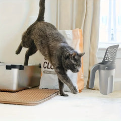 Cat Litter Scoop Large Capacity  Easy Clean Design with Paw Print Liner Space Saving Pet Waste Disposal for Home Use