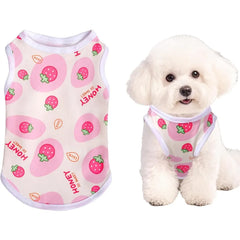 Pink Dog Shirts Cute Summer Dog Clothes Soft Pet TShirt Printed Puppy Shirt for Small Medium Dogs Cats Girl Strawberry1M