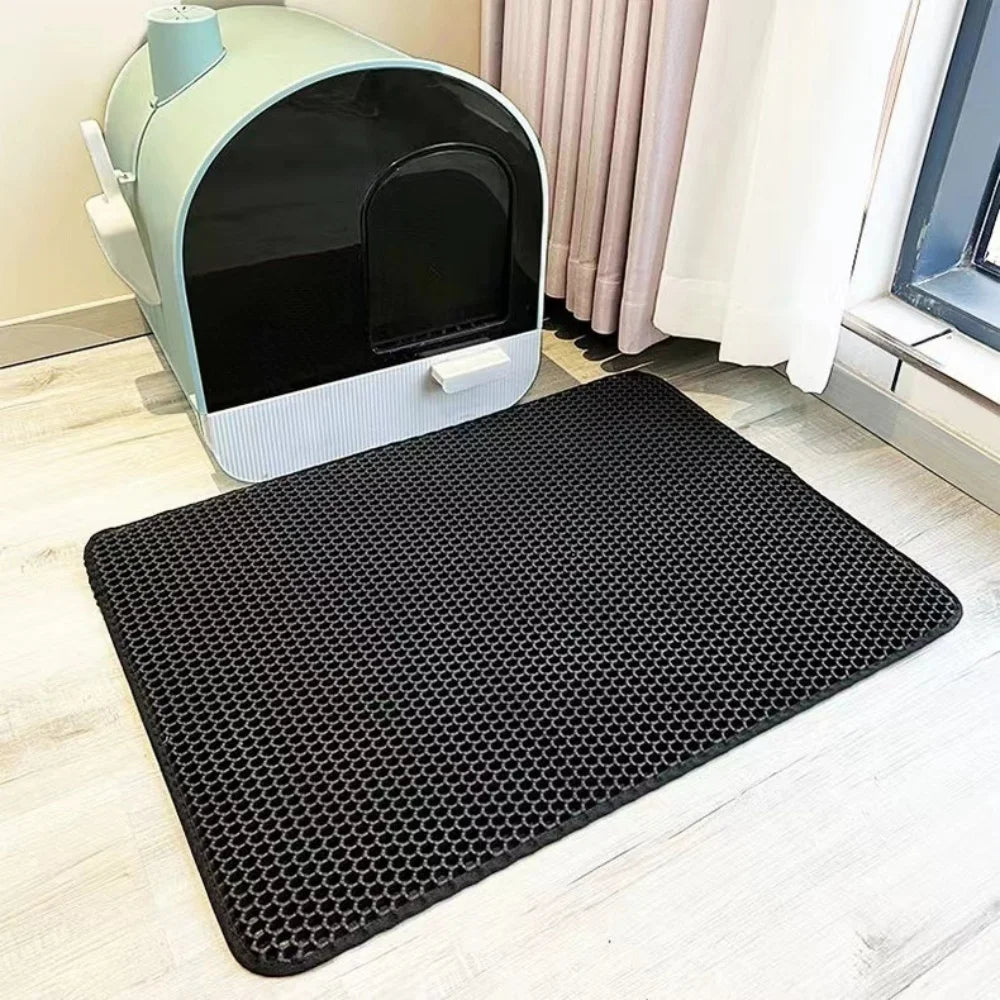 Large Waterproof Double Layer Cat Litter Mat Non-Slip Washable Pet Litter Box Mat Durable Sand Trapper Easy Clean Cat Toilet Mat