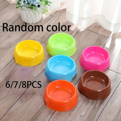 6/7/8 Random Color Plastic Pet Bowls - Round Single Bowls for Cats and Dogs, Pet Supplies Single Bowls (Random Color 6/7/8 Pack), Suitable for Feeding Stray Dogs, Homeless Puppies, Homeless Kittens, Planning Pet Food.