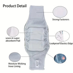 Male Dog Diapers Washable Belly Band for Male Dogs Comfortable Reusable Male Dog Belly Wraps for Doggy Puppy