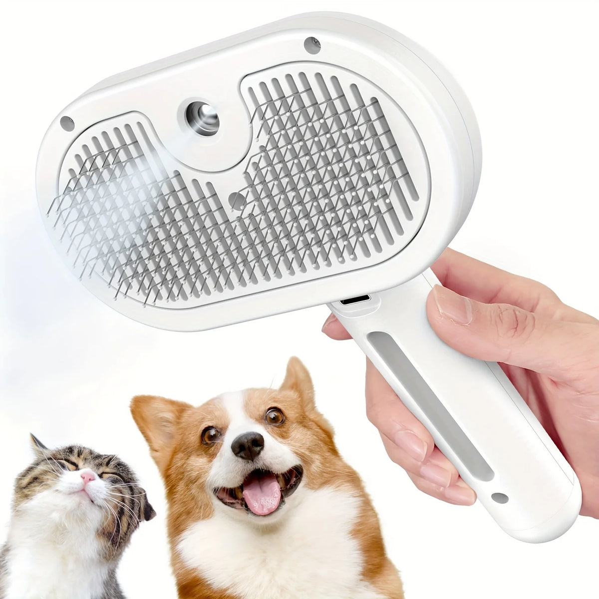 Multifunctional cat steam brush – USB charging pet grooming tool for shedding and cleaning