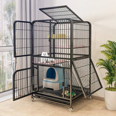 Window Openable Mesh Cat Cages Creative Pet Villa Duplex Luxury Cat Dog House Durable Metal Pet Room Modern Minimalist Doghouse