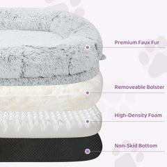 Human Dog Bed for Adults, 46 x 10 x 76 Long Human Size Dog Bed, Removable Cover, Orthopedic Design