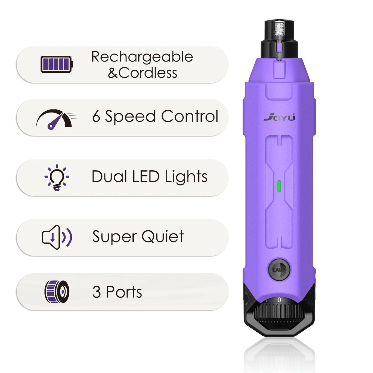 6-Speed Dog Nail Grinder  Enhanced Pet Nail Grinder Super Quiet Rechargeable Electric Dog Nail Trimmer Painless paws grooming