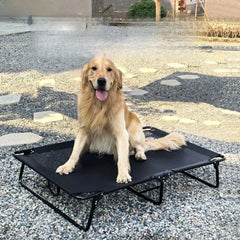 Solid Pattern Foldable Pet Camping Bed with Cooling Mat Elevated Off-The-Ground Outdoor Dog Bed Breathable for Winter Season