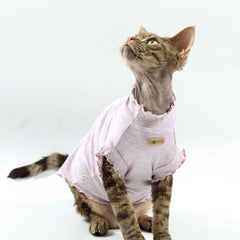 Sphynx cat clothes Soft Breathable Summer Spring Vest Pure Color T-Shirt For Devon High Elasticity Skin-friendly Pet Clothing