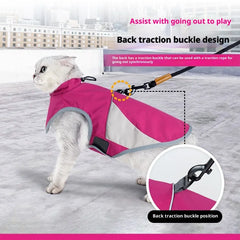 Weatherproof Cat Harness Vest - Lightweight Windproof & Waterproof Jacket with Leash Point, Reflective Outdoor Gear for Cats