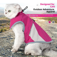 Weatherproof Cat Harness Vest - Lightweight Windproof & Waterproof Jacket with Leash Point, Reflective Outdoor Gear for Cats