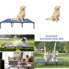 X-Large Blue Waterproof Portable Dog Bed, Elevated Outdoor & Indoor Use, Easy to Clean